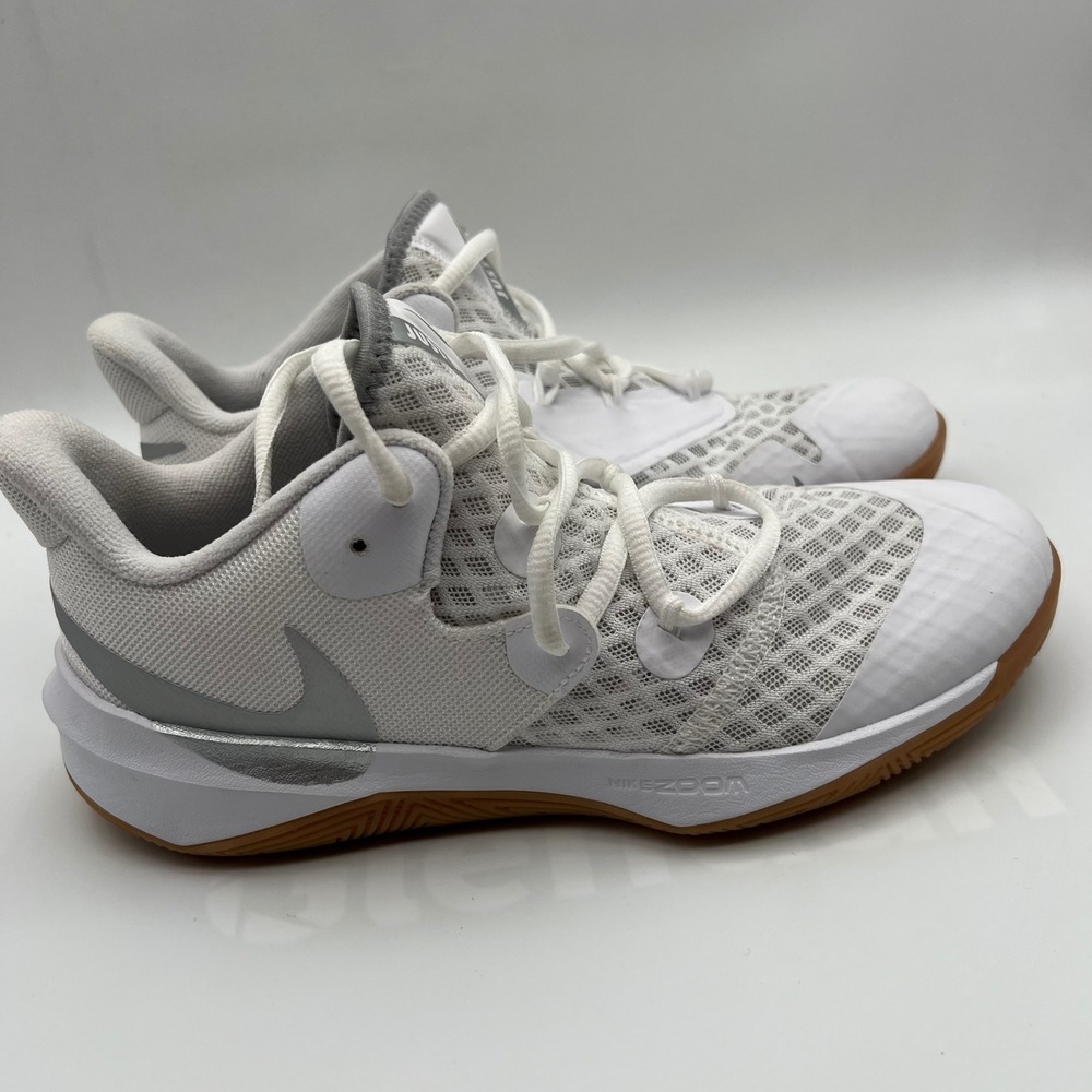 Nike Zoom Hyperspeed Court SE Womens 6 White Metallic Silver Volleyball Sneakers